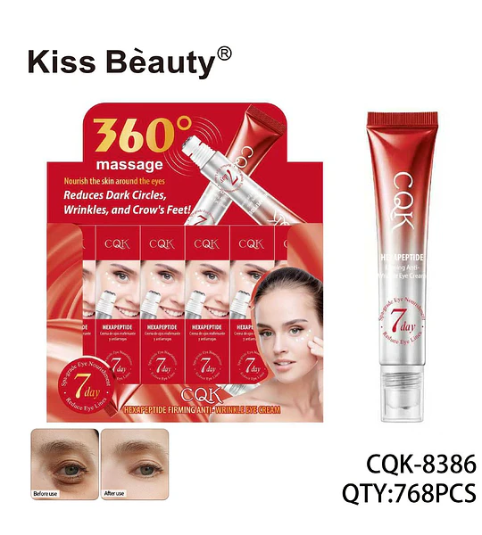 Crema Contorno de Ojos Anti-Arrugas y Reafirmante con Hexapéptido Kiss Beauty
