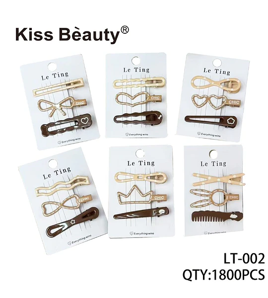 Set de 3 Pinches para Pelo con Diseños Variados Kiss Bèauty