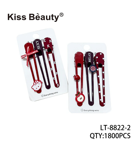 Set de Pinzas para Cabello Kiss Bèauty con Diseños Variados y Modernos