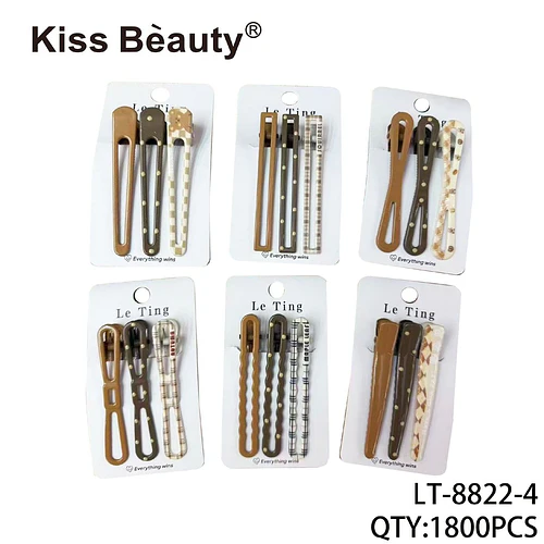 Set de 3 pinzas para el cabello con diseños variados tonos tierra Kiss Bèauty - Chuys Beautys | Chuy's Beautys