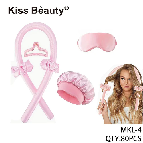Set de Rizado Sin Calor de Satén Rosado Completo Kiss Bèauty - Chuys Beautys | Chuy's Beautys