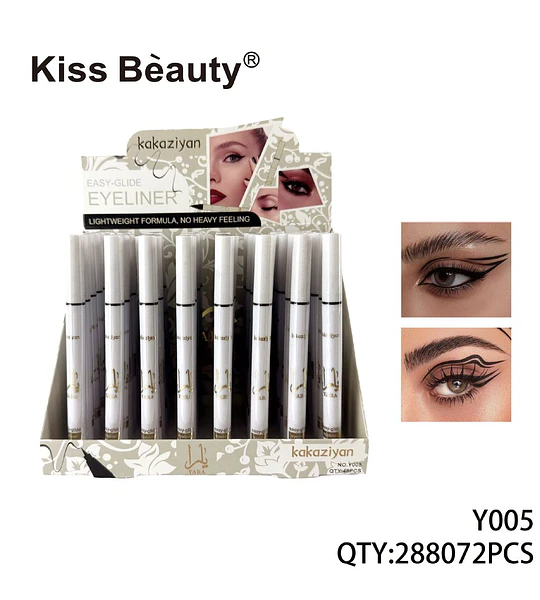 Delineador de Ojos Líquido Easy-Glide Kiss Beauty con Fórmula Ligera