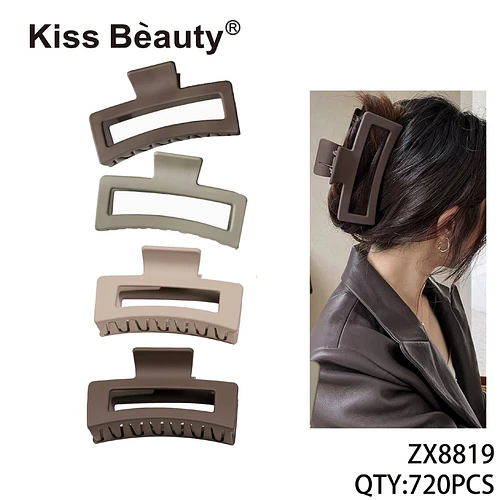 Set de pinzas rectangulares mate para cabello en tonos neutros Kiss Beauty - Chuys Beautys | Chuy's Beautys