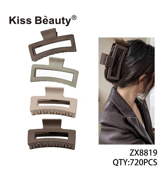 Set de pinzas rectangulares mate para cabello en tonos neutros Kiss Beauty