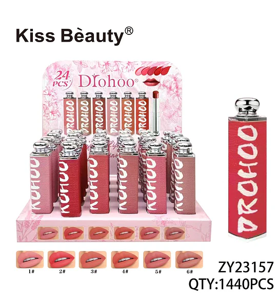 Labial Líquido Mate Larga Duración DROHOO con 6 Tonos Vibrantes