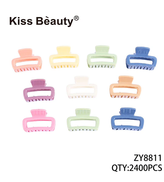 Mini Pinzas para el Cabello Cuadradas en Tonos Pastel Surtidos Kiss Bèauty