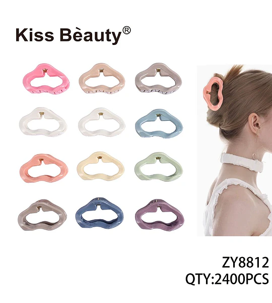 Pinzas para el cabello onduladas de colores pastel Kiss Beauty