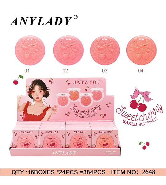 Rubor horneado Anylady Sweet Cherry con diseño en relieve