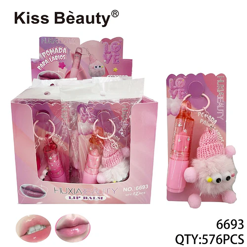 Bálsamo Labial Hidratante HUXIABEAUTY con Llavero de Peluche y Diseño Estrellas - Chuys Beautys | Chuy's Beautys