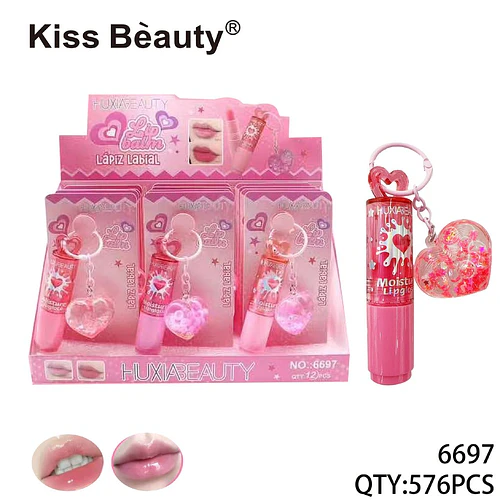 Brillo labial hidratante con llavero y diseño de corazón Kiss Beauty - Chuys Beautys | Chuy's Beautys