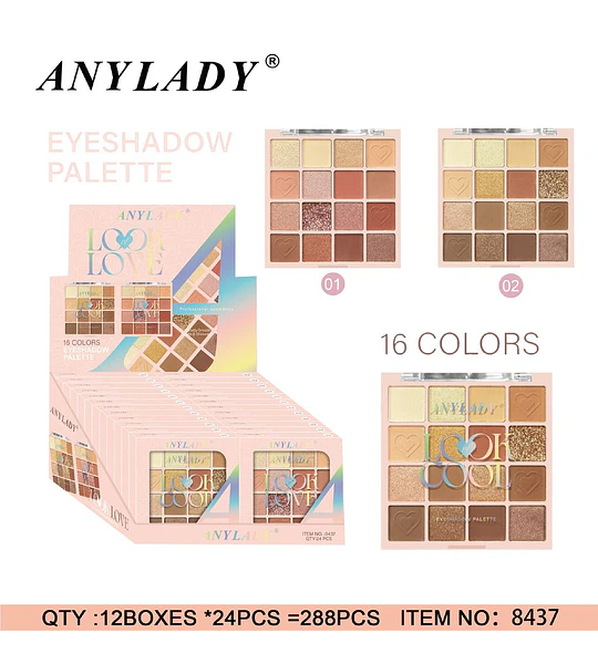Paleta de Sombras de Ojos ANYLADY Look Love de 16 Colores Tonos Neutros