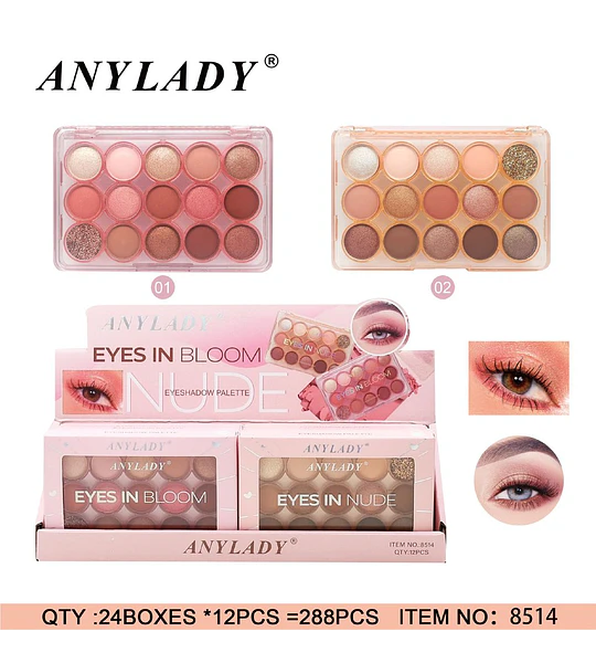 Paleta de Sombras de Ojos AnyLady Eyes In Bloom y Eyes In Nude