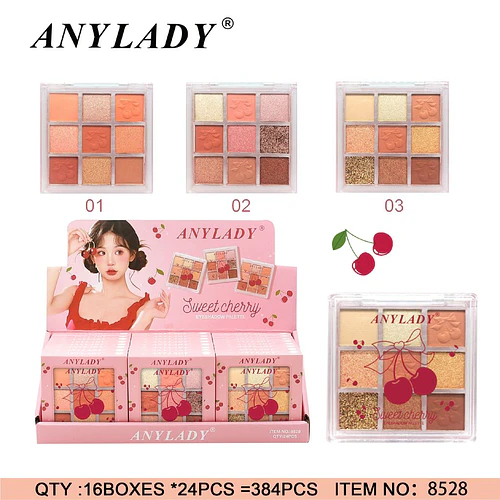 Paleta de Sombras ANYLADY Sweet Cherry con 9 Tonos Cálidos y Variados - Chuys Beautys | Chuy's Beautys