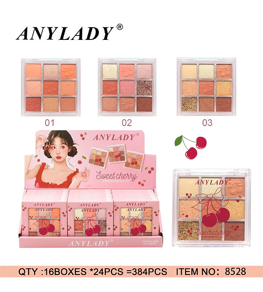 Paleta de Sombras ANYLADY Sweet Cherry con 9 Tonos Cálidos y Variados
