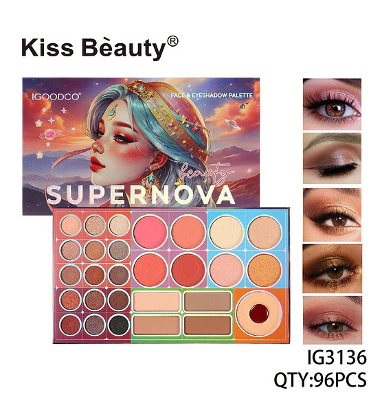 Paleta de sombras y rostro Supernova Kiss Beauty IGOODCO