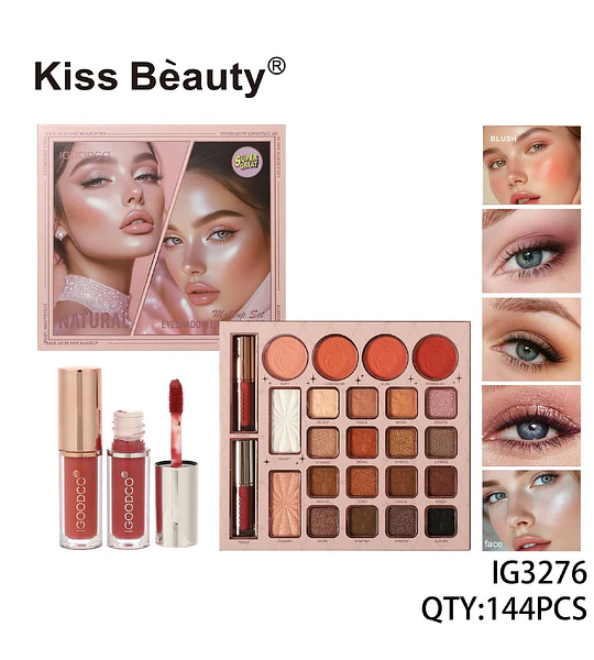 Set de Maquillaje Multifuncional Kiss Beauty IGoodco para Ojos, Rostro y Labios