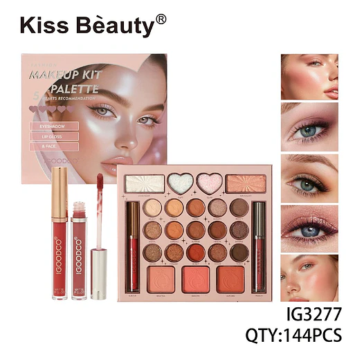 Kit de Maquillaje Completo Kiss Beauty con Paleta de Sombras, Rubores y Labiales - Chuys Beautys | Chuy's Beautys