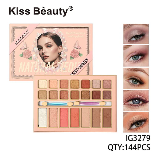 Paleta de Sombras y Rostro Natural Med con 22 Tonos Kiss Bèauty - Chuys Beautys | Chuy's Beautys