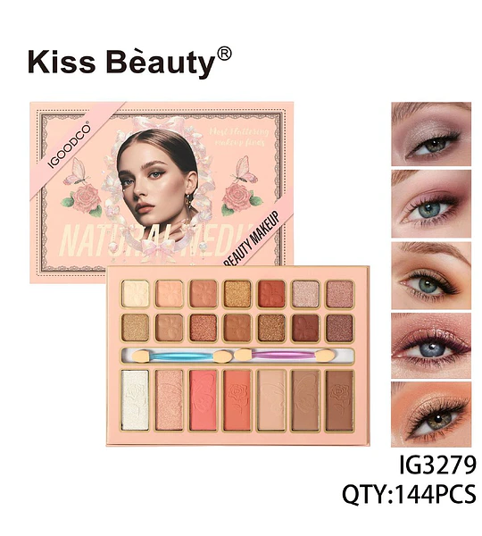 Paleta de Sombras y Rostro Natural Med con 22 Tonos Kiss Bèauty