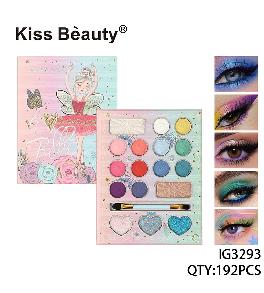 Paleta de Sombras y Maquillaje "I Love Ballet" con 20 Tonos Kiss Bèauty