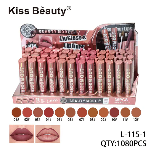 Kiss Beauty Beauty Model Dúo Labial Matte LipGloss y Delineador L-115-1 - Chuys Beautys | Chuy's Beautys