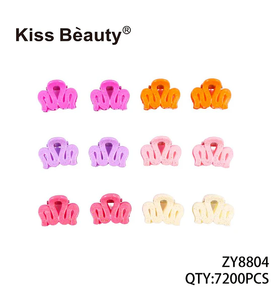 Mini pinzas para el cabello con glitter colores surtidos Kiss Bèauty