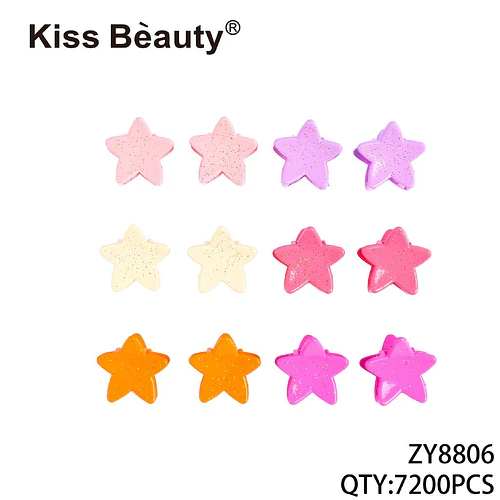 Mini pinzas de pelo en forma de estrella con glitter Kiss Bèauty - Chuys Beautys | Chuy's Beautys