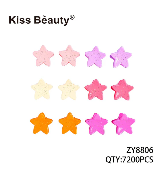 Mini pinzas de pelo en forma de estrella con glitter Kiss Bèauty