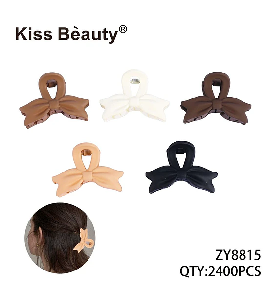 Set de 5 pinzas para el cabello tipo lazo Kiss Bèauty® en tonos neutros