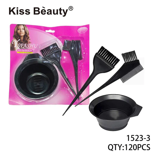 Kit de 3 Pinceles y Bol para Tinte de Cabello Profesional YSFASHUA Kiss Beauty - Chuys Beautys | Chuy's Beautys