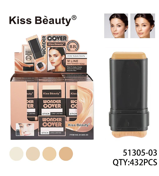 Base de Maquillaje en Barra Wonder Cover BB Stick de Larga Duración Kiss Beauty