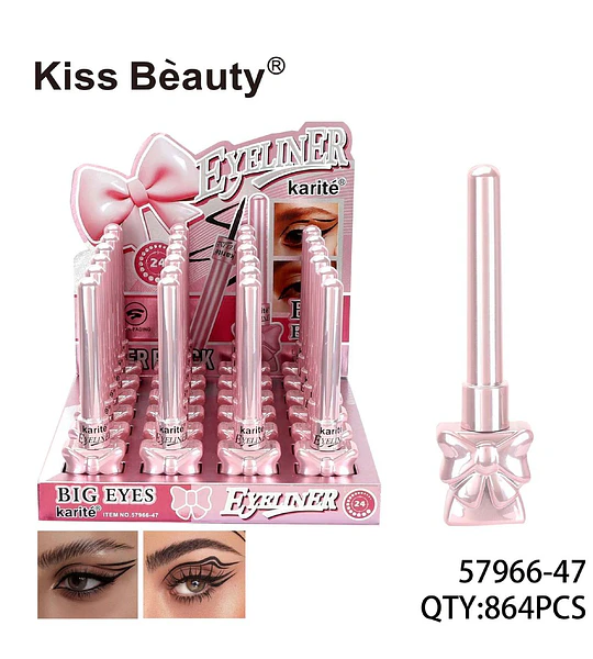 Delineador de Ojos Líquido Larga Duración Kiss Bèauty Karité Rosa con Moño