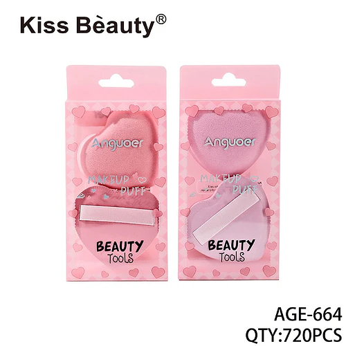 Set de 2 esponjas de maquillaje corazón Kiss Bèauty Anguoer - Chuys Beautys | Chuy's Beautys