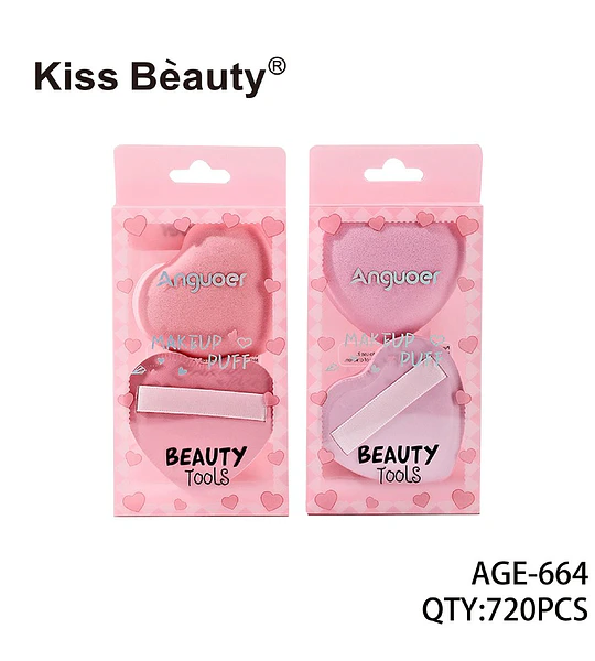 Set de 2 esponjas de maquillaje corazón Kiss Bèauty Anguoer