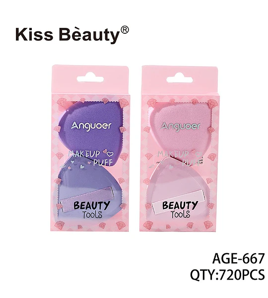 Esponja aplicadora de maquillaje Anguoer Kiss Beauty con cinta, varios colores