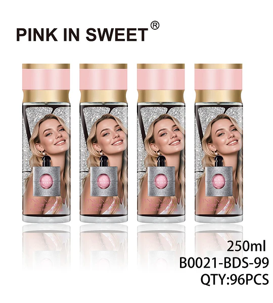 Fragancia Corporal Glitter PINK IN SWEET con Aroma Dulce 250ml