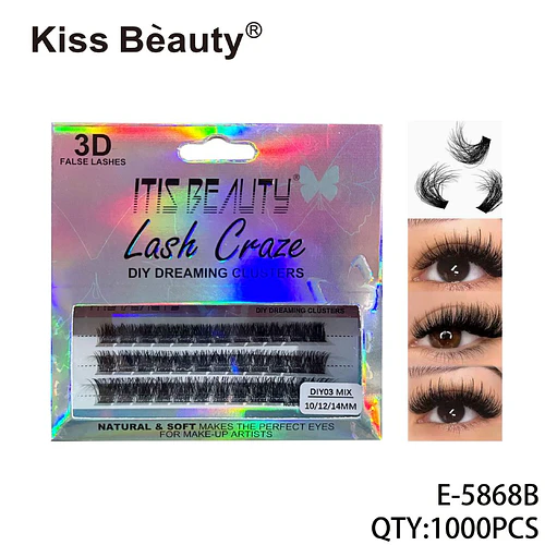 Pestañas Postizas 3D Clusters Mixtos 10/12/14mm Efecto Natural Kiss Bèauty - Chuys Beautys | Chuy's Beautys