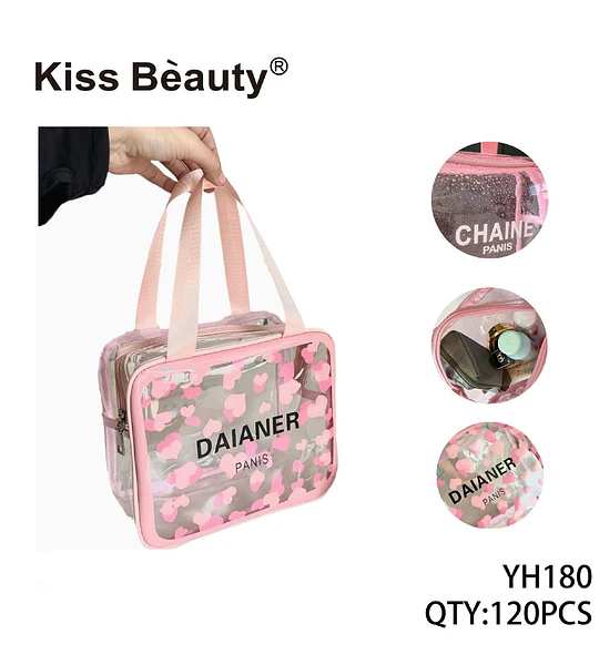 Organizador de Maquillaje Transparente con Corazones Kiss Bèauty