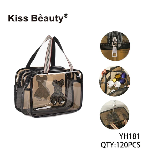 Organizador de Cosméticos Transparente con Diseño de Osos Kiss Beauty