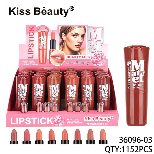 Labial Matte Larga Duración Kiss Beauty con Protección Solar SPF 30 PA+++ - Chuys Beautys | Chuy's Beautys