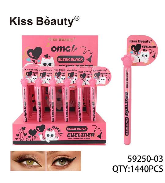 Eyeliner Líquido Negro Intenso con Punta Fina Kiss Bèauty