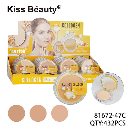 Polvo Compacto Kiss Beauty Karité con Colágeno y Control de Aceite 16H - Chuys Beautys | Chuy's Beautys