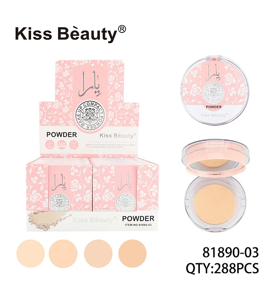Polvo Compacto Matte Larga Duración Kiss Beauty 24H