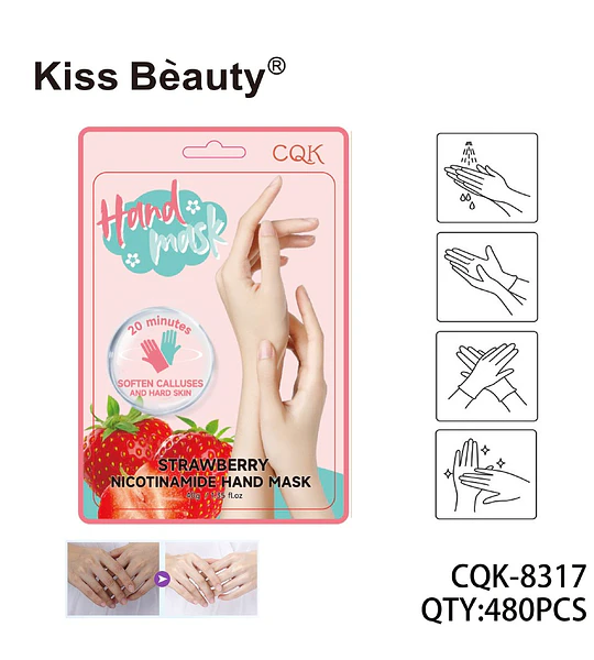 Mascarilla de manos suavizante de fresa y niacinamida Kiss Beauty