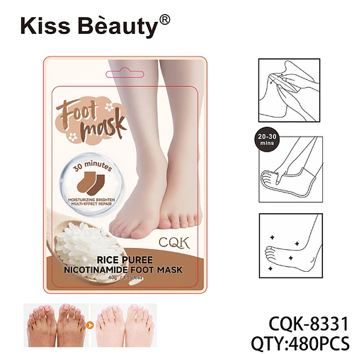 Mascarilla de Pies con Nicotinamida y Arroz Kiss Beauty para Hidratación y Brillo - Chuys Beautys | Chuy's Beautys