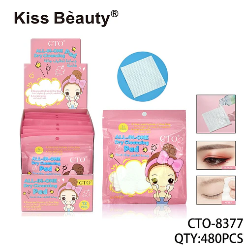 Almohadillas Limpiadoras Faciales Secas Todo en Uno Kiss Beauty - Chuys Beautys | Chuy's Beautys