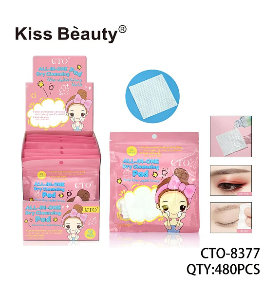 Almohadillas Limpiadoras Faciales Secas Todo en Uno Kiss Beauty