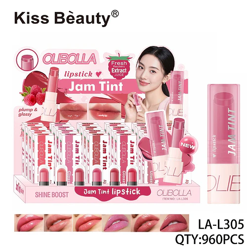 Labial Olibolla Jam Tint brillante con extracto de frambuesa Kiss Beauty - Chuys Beautys | Chuy's Beautys