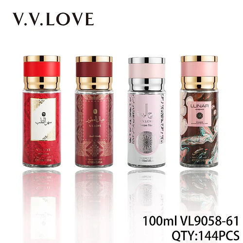 Set de 4 Fragancias Corporales V.V.LOVE de 100ml con Aromas Variados - Chuys Beautys | Chuy's Beautys