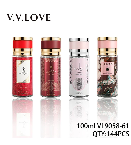 Set de 4 Fragancias Corporales V.V.LOVE de 100ml con Aromas Variados